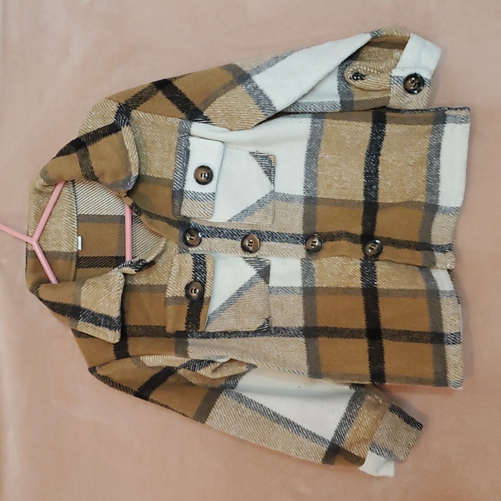 💜 2/$10 Shein Plaid Print Overcoat